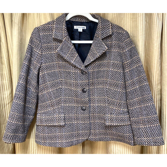 Pendleton Womens Blazer 75% Virgin Wool 25% Lambs Wool Check Prints Size 16 - Picture 1 of 7